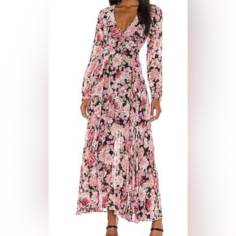 342. BARDOT XS Floral Midi Open Back Dress ROSE garden Party Cocktail